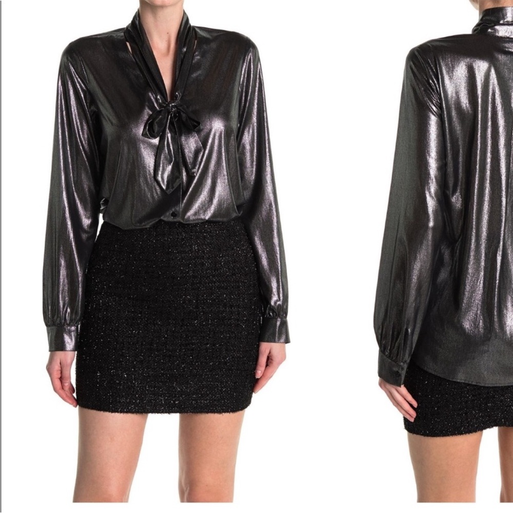 L’Agence Black Metallic Tweed Mini skirt size 2
